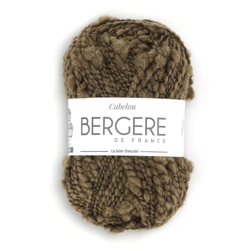 Bergère de France - CABELOU, Wolle zum stricken und häkeln (50g) - 27% Wolle - 6 mm - Fantasiegarn mit Schafseffekt - Braun (RENARD) von Bergere de France
