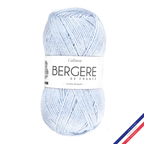 Bergère de France - CALINOU - Wolle zum stricken und häkeln (50g) - 25% Merinowolle - 5 mm - Ideal für die Babyausstattung - Blau (BLEU AZUR) von Bergere de France