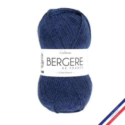 Bergère de France - CALINOU - Wolle zum stricken und häkeln (50g) - 25% Merinowolle - 5 mm - Ideal für die Babyausstattung - Blau (BLEU NUIT) von Bergere de France