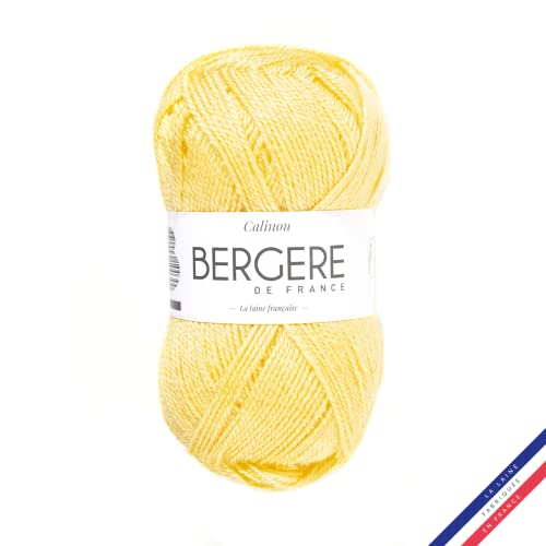 Bergère de France - CALINOU - Wolle zum stricken und häkeln (50g) - 25% Merinowolle - 5 mm - Ideal für die Babyausstattung - Gelb (YUZU) von Bergere de France