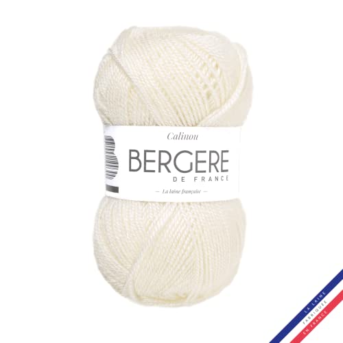 Bergère de France - CALINOU - Wolle zum stricken und häkeln (50g) - 25% Merinowolle - 5 mm - Ideal für die Babyausstattung - Weiß (IVOIRE) von Bergere de France