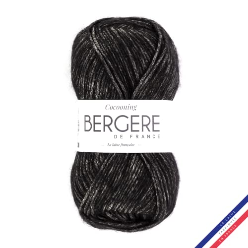 Bergère de France - COCOONING - Wolle zum stricken und häkeln (50g) - 27% Wolle - 6,5 mm - Glänzendes rundes Strickgarn - NOIR (Schwarz) von Bergere de France