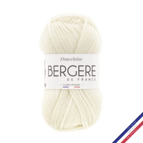 Bergère de France - DOUCELAINE, Wolle zum stricken und häkeln (50g) 80% Wolle - 4,5 bis 5 mm - weiches, haltbares, dampfendes Garn - Beige (ÉCRU) von Bergere de France