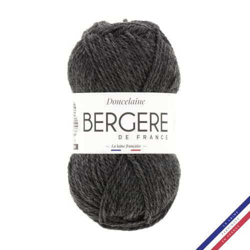 Bergère de France - DOUCELAINE, Wolle zum stricken und häkeln (50g) 80% Wolle - 4,5 bis 5 mm - weiches, haltbares, dampfendes Garn - Grau (MÉLISSA) von Bergere de France