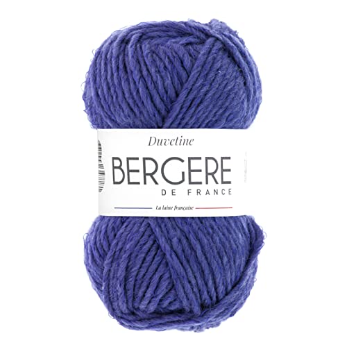 Bergère de France - DUVETINE - Wolle zum stricken und häkeln (50g) - 73% Acryl - 6,5 mm - Grobes, leicht meliertes Schurwollgarn - Blau (SAPHIR) von Bergere de France