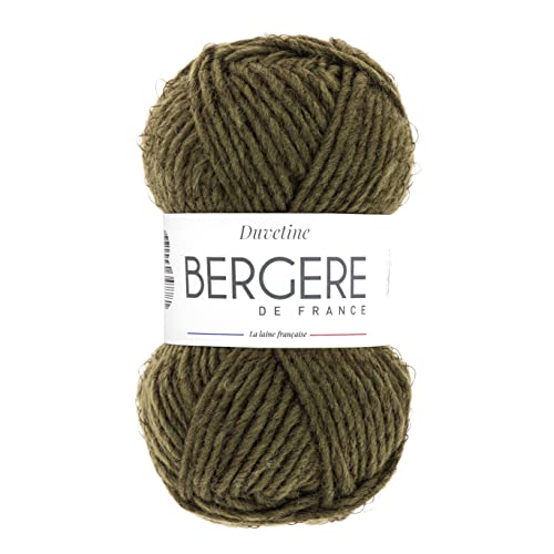 Bergère de France - DUVETINE - Wolle zum stricken und häkeln (50g) - 73% Acryl - 6,5 mm - Grobes, leicht meliertes Schurwollgarn - Grün (OLIVE) von Bergere de France