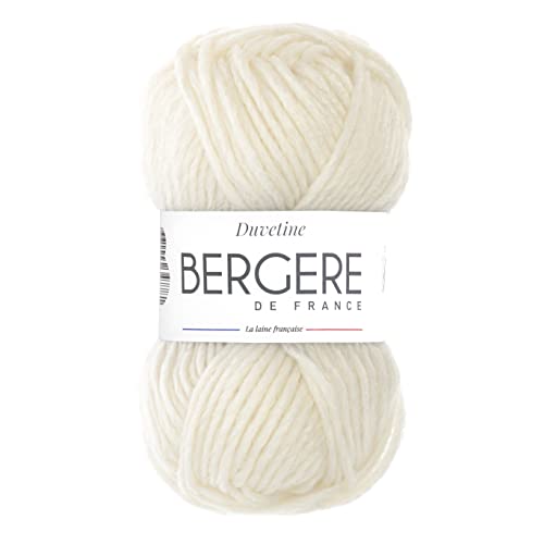 Bergère de France - DUVETINE - Wolle zum stricken und häkeln (50g) - 73% Acryl - 6,5 mm - Grobes, leicht meliertes Schurwollgarn - Weiß (ÉCRU) von Bergere de France