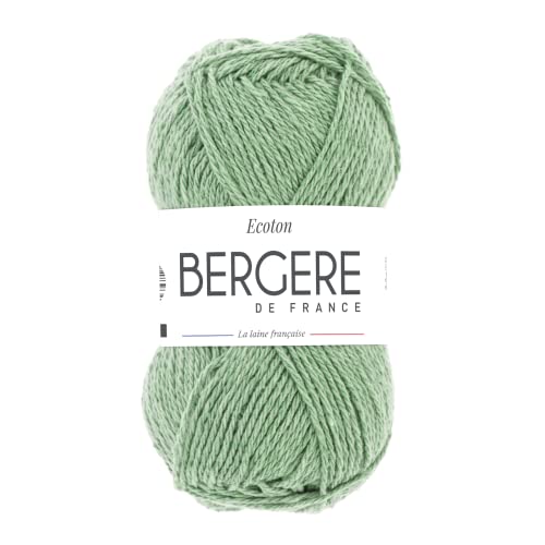 Bergère de France - ECOTON - Wolle zum stricken und häkeln (50g) - 100% recycelte Fasern - 3,5 mm - Ein umweltfreundliches und nachhaltiges Garn - Grün (CELADON) von Bergere de France