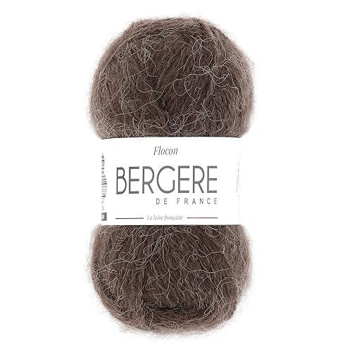 Bergère de France - FLOCON Wolle zum stricken und häkeln (50 g) 56% gekämmte Wolle - 5 mm - Ein flauschiges und dampfförmiges Garn - Braun (CHÂTAIGNE) von Bergere de France
