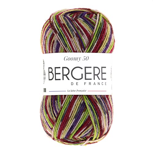 Bergère de France - GOOMY 50, Wolle zum stricken und häkeln (50g) aus 75% Schurwolle - 2,5 mm - Bedrucktes Garn, ideal für Socken - Bunt (MULTI ROSE) von Bergere de France