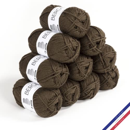 Bergère de France - IMAGE, Wolle set zum stricken und häkeln (10 x 50 g) 50% Merinowolle - 5,5 mm - dickes und weiches Garn, ideal zum Verdrehen - Grün (BRONZE) von Bergere de France