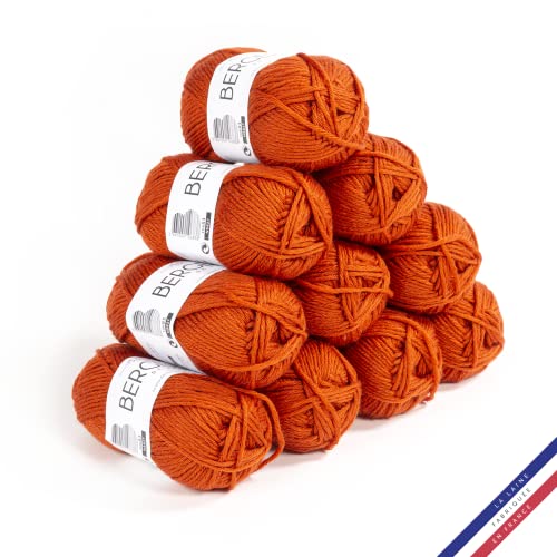 Bergère de France - IMAGE, Wolle set zum stricken und häkeln (10 x 50 g) 50% Merinowolle - 5,5 mm - dickes und weiches Garn, ideal zum Verdrehen - Orange (TOSCANE) von Bergere de France