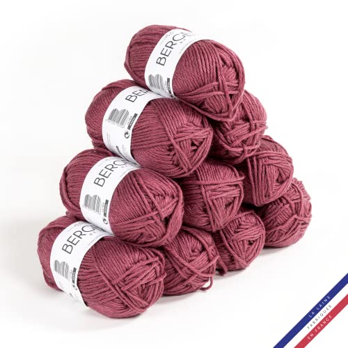 Bergère de France - IMAGE, Wolle set zum stricken und häkeln (10 x 50 g) 50% Merinowolle - 5,5 mm - dickes und weiches Garn, ideal zum Verdrehen - Rosa (AMARANTE) von Bergere de France