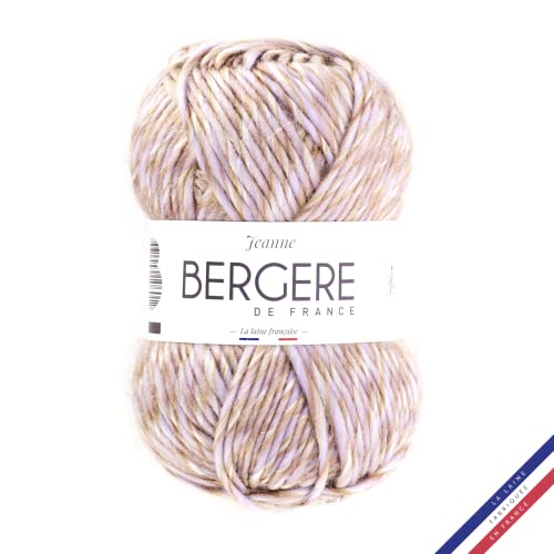 Bergère de France - JEANNE Wolle zum stricken und häkeln (100g) - 55% Wolle - 6,5 mm - Grobkörniger melierter Wollstrang - Blau (PARME OR) von Bergere de France