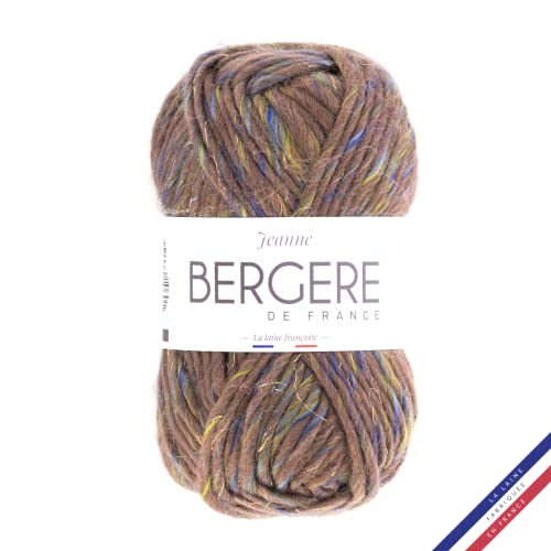 Bergère de France - JEANNE Wolle zum stricken und häkeln (100g) - 55% Wolle - 6,5 mm - Grobkörniger melierter Wollstrang - Braun (TERRE LAC) von Bergere de France