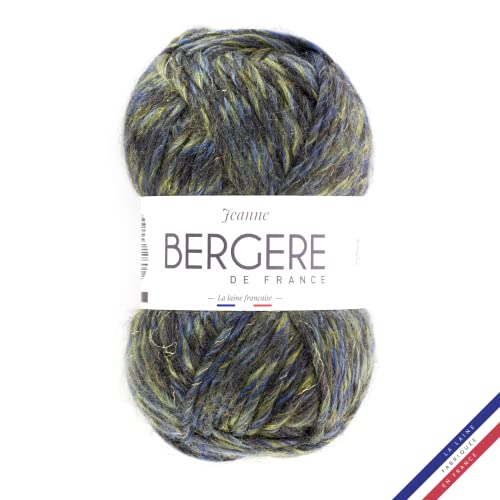 Bergère de France - JEANNE Wolle zum stricken und häkeln (100g) - 55% Wolle - 6,5 mm - Grobkörniger melierter Wollstrang - Grau (GRIS LAC) von Bergere de France