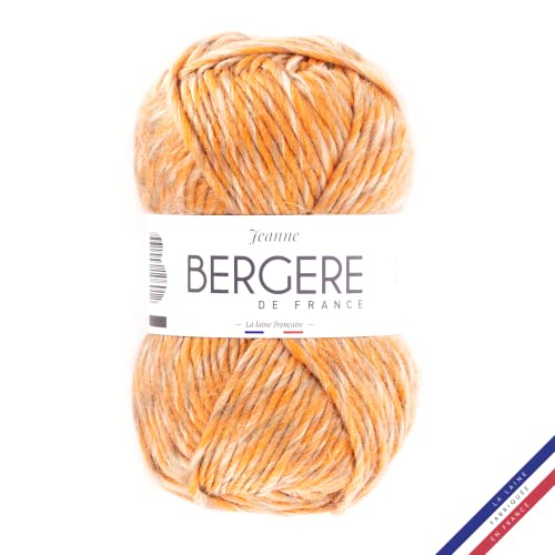 Bergère de France - JEANNE Wolle zum stricken und häkeln (100g) - 55% Wolle - 6,5 mm - Grobkörniger melierter Wollstrang - Orange (MANDARINE OR) von Bergere de France