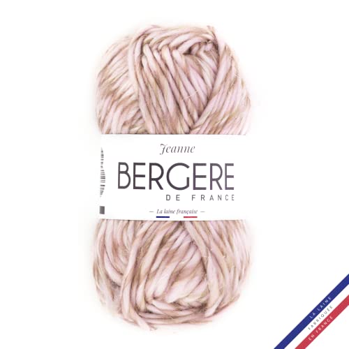 Bergère de France - JEANNE Wolle zum stricken und häkeln (100g) - 55% Wolle - 6,5 mm - Grobkörniger melierter Wollstrang - Rosa (ROSEE OR) von Bergere de France