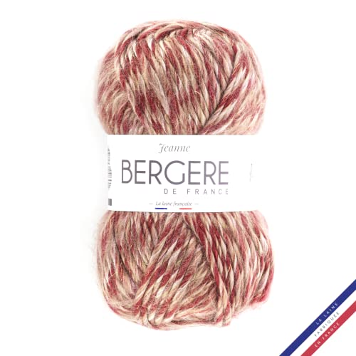Bergère de France - JEANNE Wolle zum stricken und häkeln (100g) - 55% Wolle - 6,5 mm - Grobkörniger melierter Wollstrang - Rot (RUBIS OR) von Bergere de France