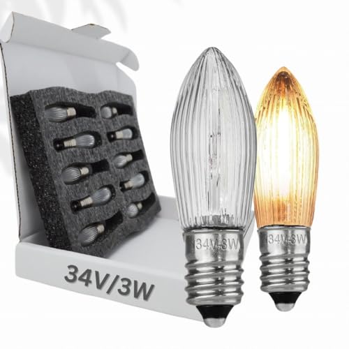 Berglicht 10x Glühbirne 'Berglämpl' E10 34V/3W Riffelkerze Spitzkerze Topkerze Glühlämpcheny, Warmweiss, für Schwibbogen und Lichtbögen, Gelbglühend Berglicht 10x Glühbirne 'Berglämpl' E10 34V/3W Riffelkerze Spitzkerze Topkerze Glühlämpcheny, Warmweiss, für Schwibbogen und Lichtbögen, Gelbglühend von Berglicht