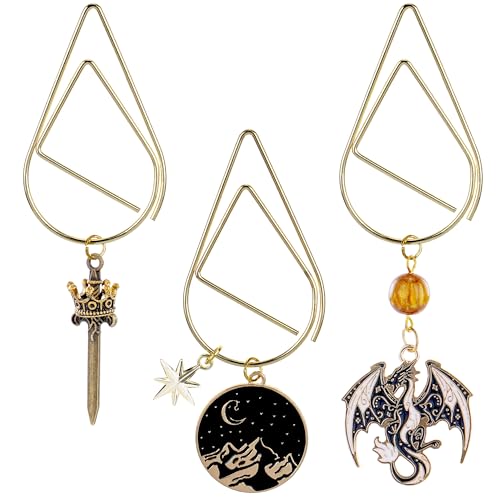 Berirexrion Fantasy Acotar Metall-Lesezeichen – 3 Stück, cooles Viertelflügel-Drachenschwert, große Büroklammern, Lesezeichen, Geschenke, Charm, Merch, personalisierter Seitenmarker, Leseliebhaber von Berirexrion