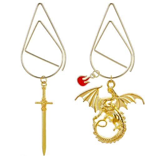 Berirexrion Lesezeichen mit Fantasy-Drachen-Motiv, coole Charm-Büroklammern, Lesezeichen, Leseliebhaber, Männer, Geschenk, lustig, Metall, Gold, Lesezeichen, Leser, Jungen, Studenten, Lehrer, Schule Berirexrion Lesezeichen mit Fantasy-Drachen-Motiv, coole Charm-Büroklammern, Lesezeichen, Leseliebhaber, Männer, Geschenk, lustig, Metall, Gold, Lesezeichen, Leser, Jungen, Studenten, Lehrer, Schule von Berirexrion