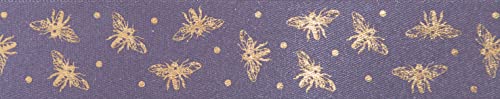 Berisford 15218-25 mm 04 Mulberry/Gold Sparkle Bee Band, 20 m Rolle, Einheitsgröße von Berisfords