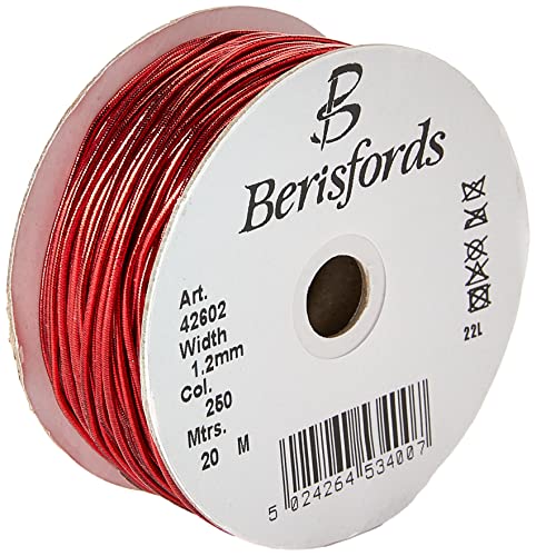 Berisfords 1,2 mm rundes metallisches Gummiband, Polyester, rot, 6 x 6 x 2.7 cm von Berisfords