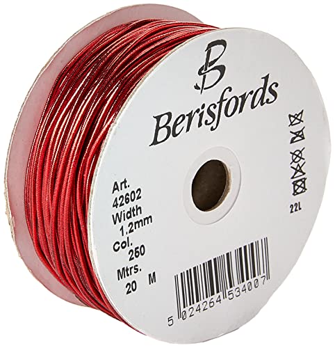 Berisfords 1,2 mm rundes metallisches Gummiband, Polyester, rot, 6 x 6 x 2.7 cm Berisfords 1,2 mm rundes metallisches Gummiband, Polyester, rot, 6 x 6 x 2.7 cm von Berisfords