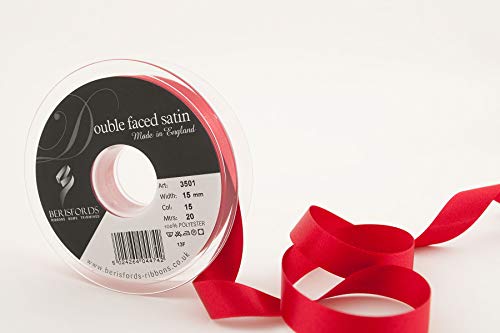 Berisfords 3501 Doppelseitiges Satinband, Polyester, rot, 15 mm Berisfords 3501 Doppelseitiges Satinband, Polyester, rot, 15 mm von Berisfords