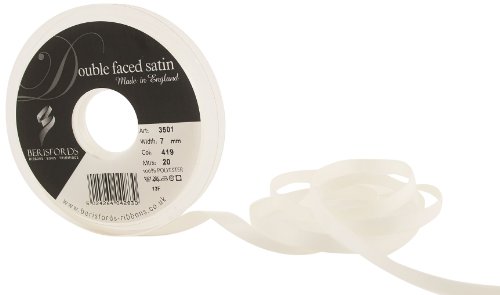 Berisfords 3501 Doppelseitiges Satinband, 20 m x 7 mm, Hochzeitsweiß von Berisfords