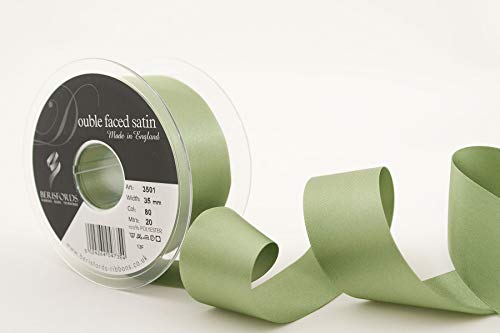 Berisfords 3501 Doppelseitiges Satinband, Polyester, Khaki, 35 mm, 20 von Berisfords