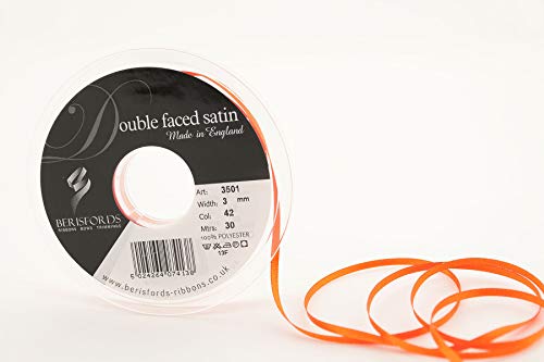 Berisfords 3501 Doppelseitiges Satinband, Polyester, Orange Delight, 0,3 cm, 30 von Berisfords