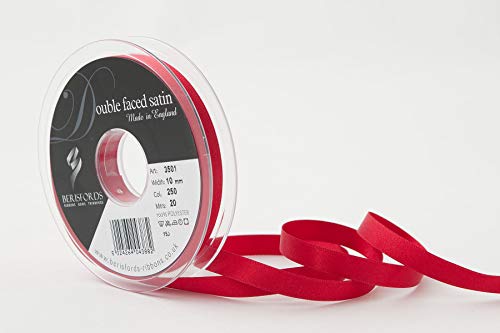 Berisfords Double FACE Poly Satin Ribbon, Red, 10 mm von Berisfords