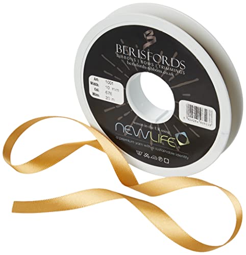 Berisfords 678 NewLife Satinband, 100% recycelt, 10 mm, Honiggold von Berisfords