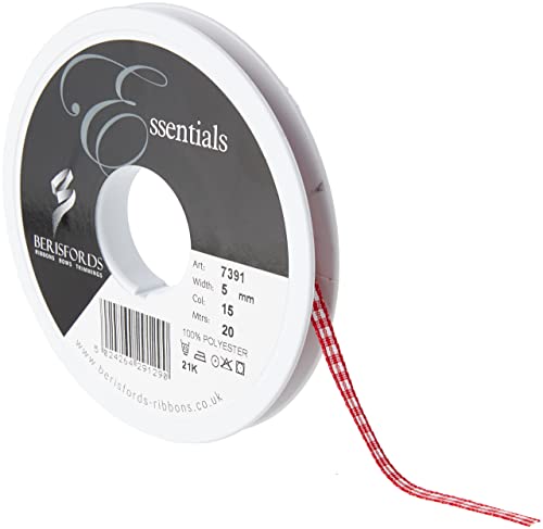 Berisfords 7391 Traditionelles Karoband, 20 m x 5 mm, Rot von Berisfords