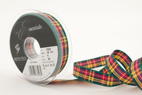 Berisfords Band mit Tartan-Design, 25 m, 16 mm, Baumwolle, Schottenmuster, fr alle Gelegenheiten, Schwarz, Mehrfarbig von Berisfords