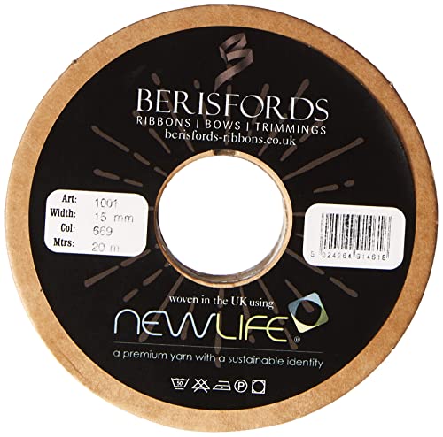 Berisfords BF_1001-15-669 NewLife Satinband, 15 mm, 669, rauchgrau, 100% recycelt, 20 m Spule, Smokey Grey, Meter von Berisfords