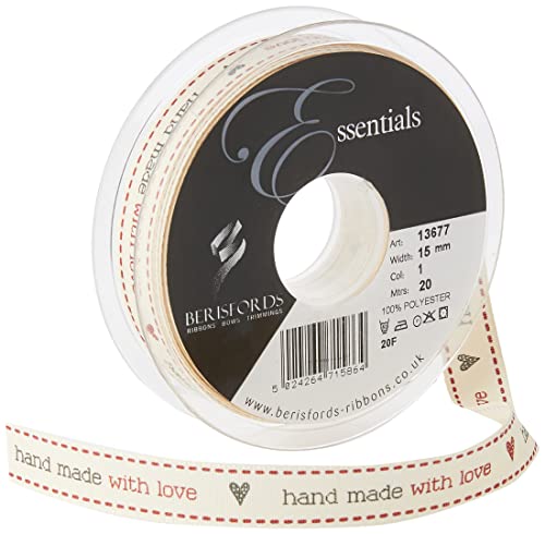 Berisfords Band „Hand Made with Love“, 15 mm, Naturfarben von Berisfords