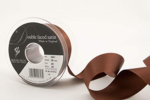Berisfords 3501 Doppelseitiges Satinband, Polyester, dunkelbraun, 35 mm, 20 von Berisfords