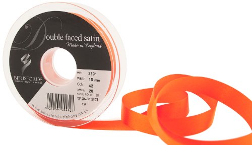 Berisfords 3501 Doppelseitiges Satinband, Polyester, Orange Delight, 15 mm, 20 von Berisfords