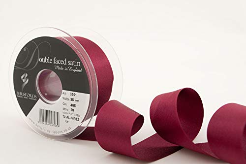 Berisfords 3501 Doppelseitiges Satinband, Polyester, burgunderfarben, 35 mm, 20 von Berisfords