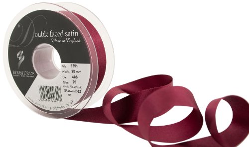 Berisfords 3501 Doppelseitiges Satinband, Polyester, burgunderfarben, 25 mm, 20 von Berisfords