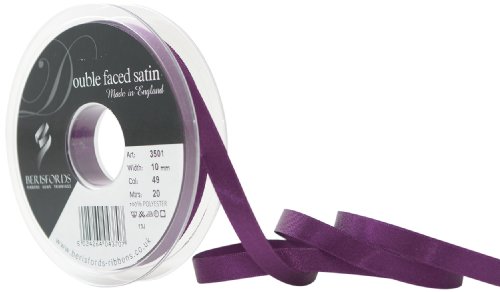 Berisfords Doppelseitiges Polyester-Satinband, 10 mm, Pflaumenfarben von Berisfords