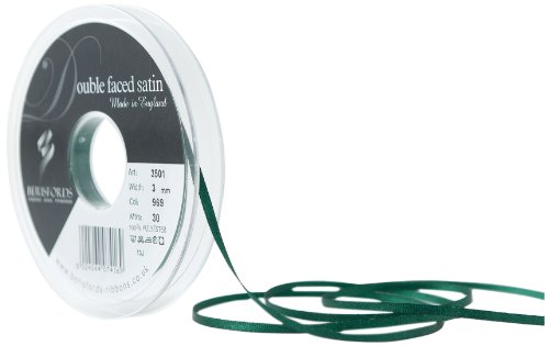 Berisfords Doppelseitiges Polyester-Satinband, 3 mm, Waldgrün von Berisfords