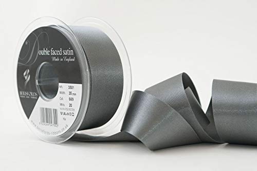 Berisfords Doppelseitiges Polyester-Satinband, 35 mm, Nebelgrau von Berisfords