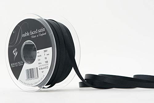 Berisfords Doppelseitiges Satinband, 7 mm x 100 m, Schwarz Berisfords Doppelseitiges Satinband, 7 mm x 100 m, Schwarz von Berisfords