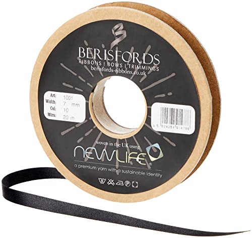 Berisfords NewLife Satinband, 7 mm, 100% recycelt, 20 m, Schwarz von Berisfords