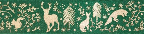 Berisfords Polyesterband, Wald/Gold, 25 mm x 20 m von Berisfords