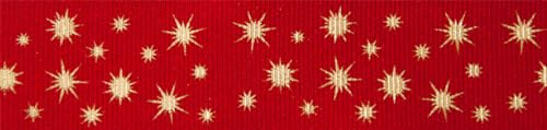 Berisfords Polyesterband, rot/goldfarben, 25 mm x 20 m von Berisfords